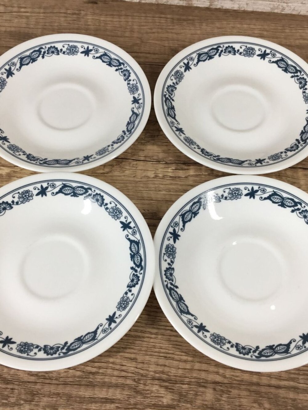 Corelle Old Town Blue Onion Saucers Set Of 4 6.25" Floral Design Vintage